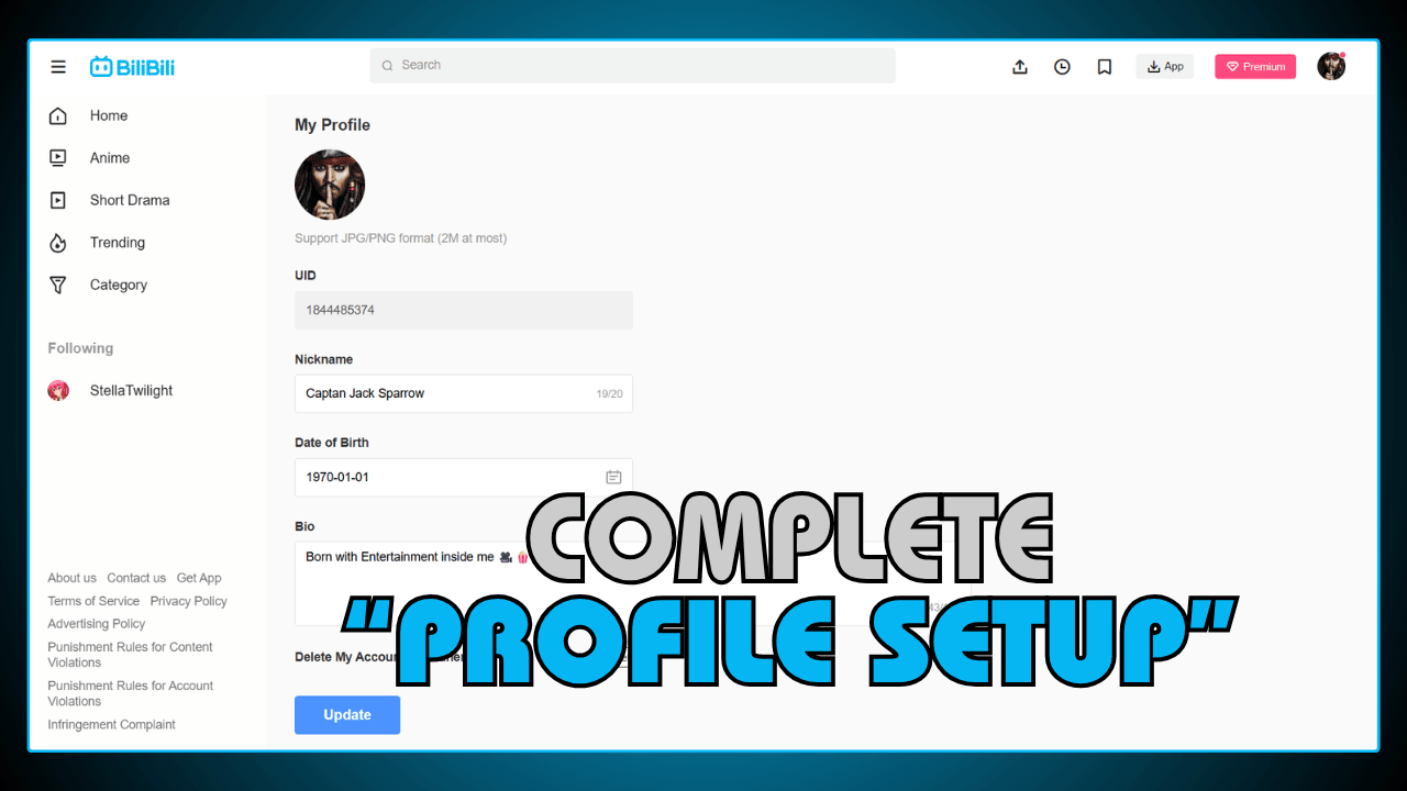 Complete Your Profile Setup